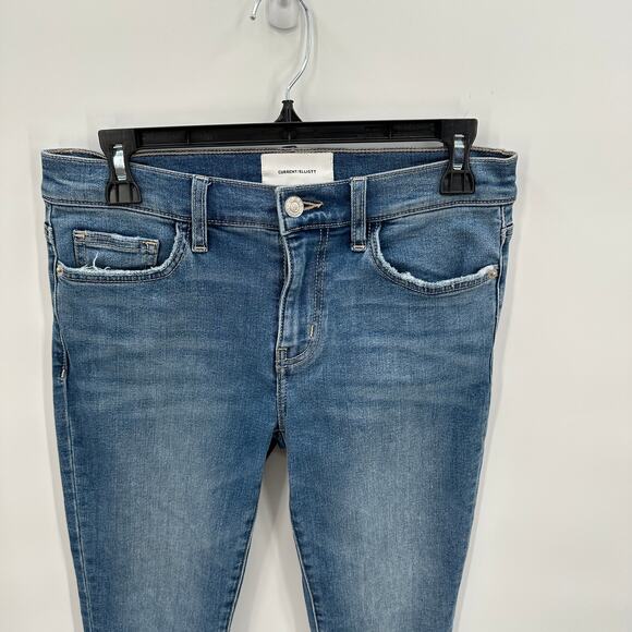 Current/Elliott Distressed Medium Wash Skinny Denim Jean // 27 - Picture 2 of 9